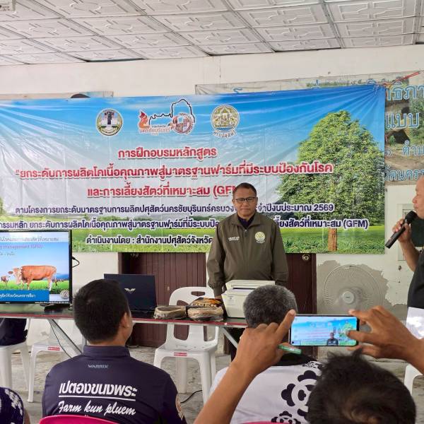 ปศุสัตว์โคราช จัดฝึกอบรมยกระดับการผลิตโคเนื้อสู่มาตรฐานฟาร์ม GFM รุ่นที่ 14 อ.ปากช่อง
